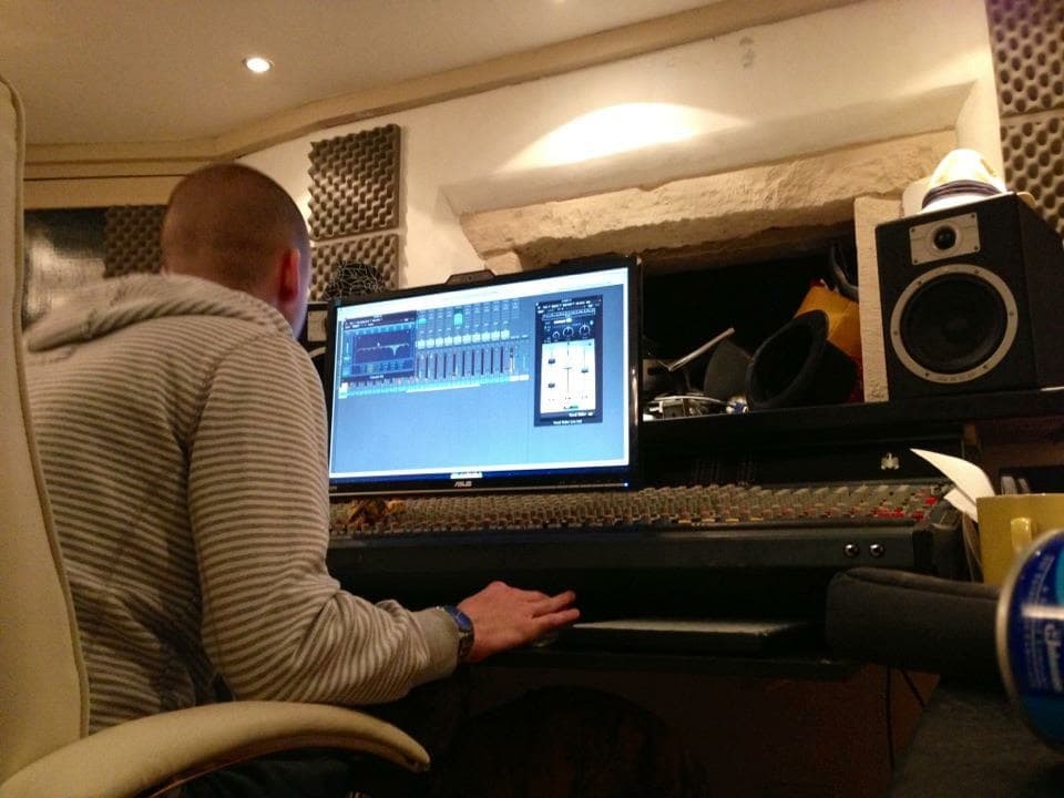 James in his home studio producing music